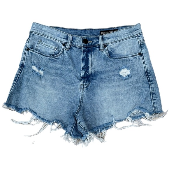 BLANKNYC Designer Denim Jean Shorts Beachy Raw Hem Womens Sz 30 Light Wash - Picture 3 of 9